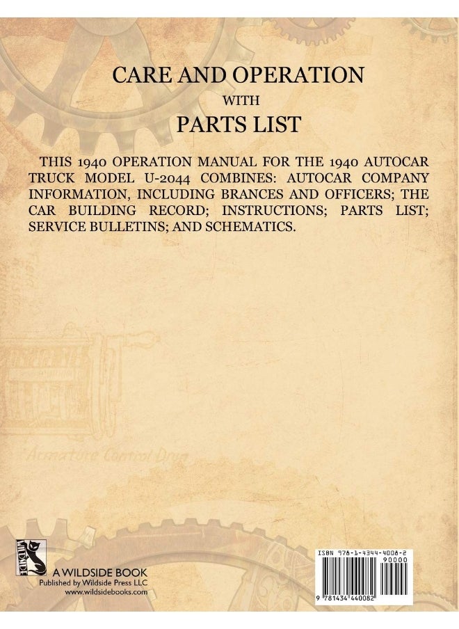 Care and Operation with Parts List 1940 Autocar Model U-2044, Truck Chassis - 2 1/2 Ton  - Image 2