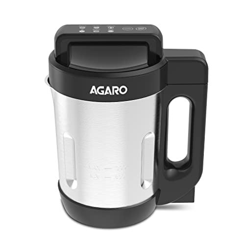 AGARO آجارو إيليت صانع الحساء، 1 لتر، خلط وتسخين تلقائي، 6 وظائف طهي معدة مسبقًا، محرك نحاسي، شفرات من الفولاذ المقاوم للصدأ، رمادي - Image 1