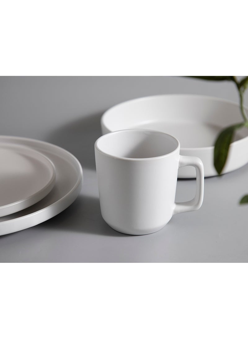 16 Piece Stoneware Dinnerware Set for 4, Kitchen Plates,Bowls And Mugs,Dishwasher & Microwave Safe,Serve for 4 - Matt White Color - Image 2