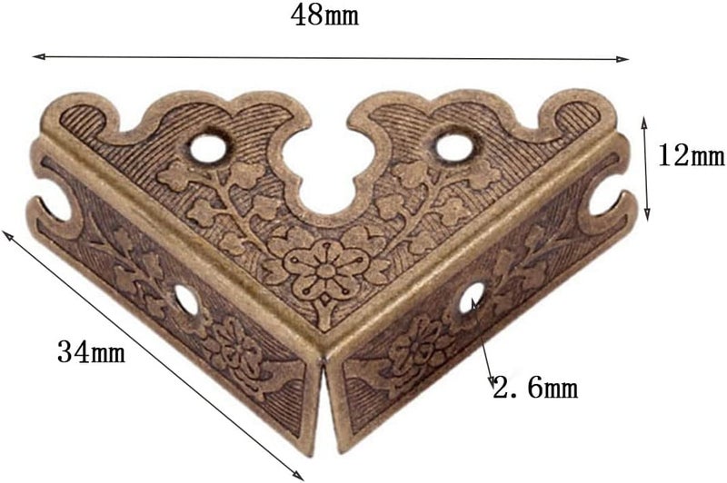 dophee 8Pcs Decorative Corner Protectors Retro Style Edge Safety Guards Covers for Picture Frame Album Jewelry Box Gift Box Wooden Case Chest Tables Cabinet Furniture 134x134Antique Bronze - Image 2