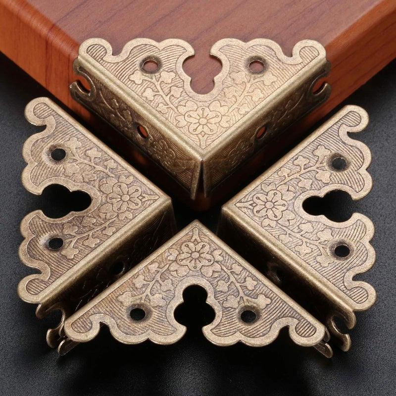 dophee 8Pcs Decorative Corner Protectors Retro Style Edge Safety Guards Covers for Picture Frame Album Jewelry Box Gift Box Wooden Case Chest Tables Cabinet Furniture 134x134Antique Bronze - Image 3