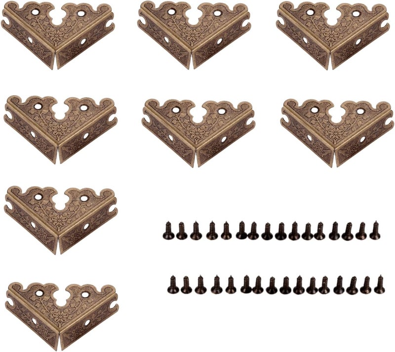 dophee 8Pcs Decorative Corner Protectors Retro Style Edge Safety Guards Covers for Picture Frame Album Jewelry Box Gift Box Wooden Case Chest Tables Cabinet Furniture 134x134Antique Bronze - Image 1