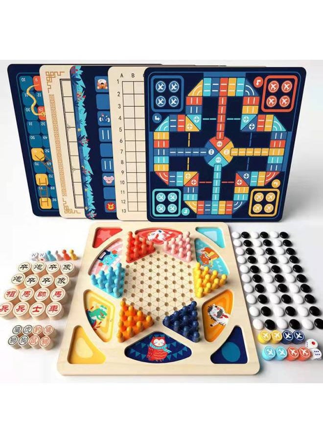 null - Flying Chess Checkers Gobang Colosseum Snake Chess Children's Toys Educational Two-in-One Student Multifunctional Game-Color:SY-27 In 1 (full Set Of Deluxe Edition Including 4/6/9 Jiugongge Solo Chess) Craft Box - Image 1