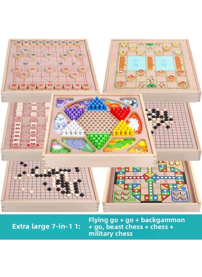 null - Flying Chess Checkers Gobang Colosseum Snake Chess Children's Toys Educational Two-in-One Student Multifunctional Game-Color:SY-27 In 1 (full Set Of Deluxe Edition Including 4/6/9 Jiugongge Solo Chess) Craft Box - Image 1