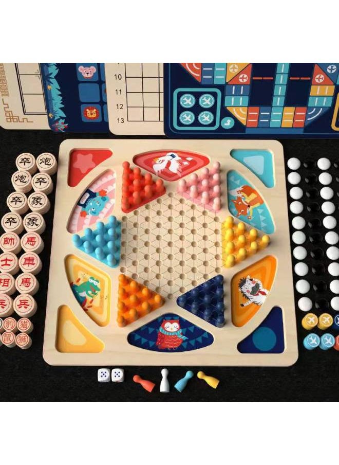 null - Flying Chess Checkers Gobang Colosseum Snake Chess Children's Toys Educational Two-in-One Student Multifunctional Game-Color:SY-27 In 1 (full Set Of Deluxe Edition Including 4/6/9 Jiugongge Solo Chess) Craft Box - Image 1
