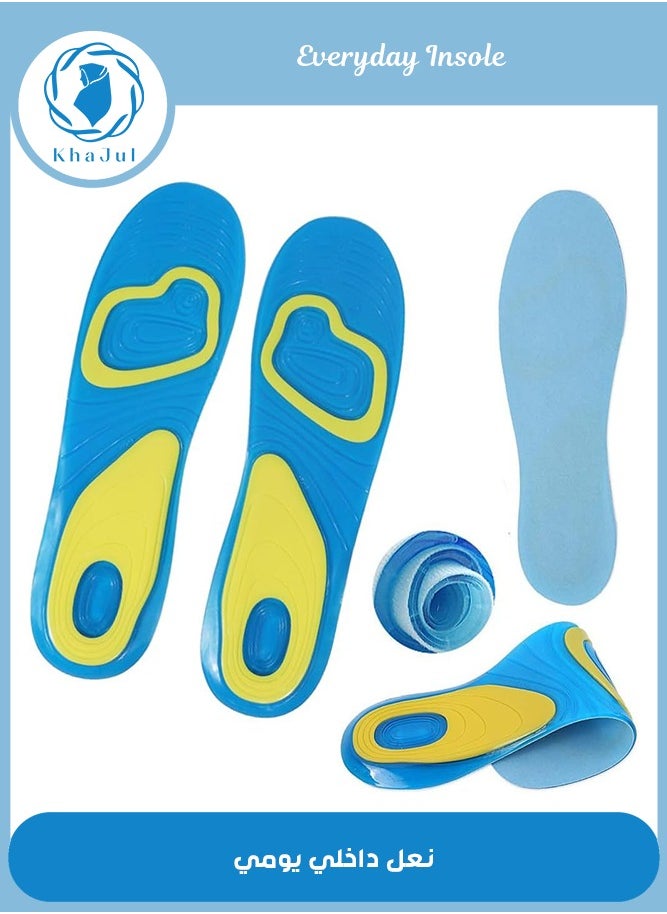 KHAJUL New Full Siz Insoles Women Relief Foot Pain Massage Insert, Shock Absorption Standing All Day, For Walking&running&hiking, Soft Gel Insoles Comfortable for Sneakers Work Boots (Blue)  - Image 1