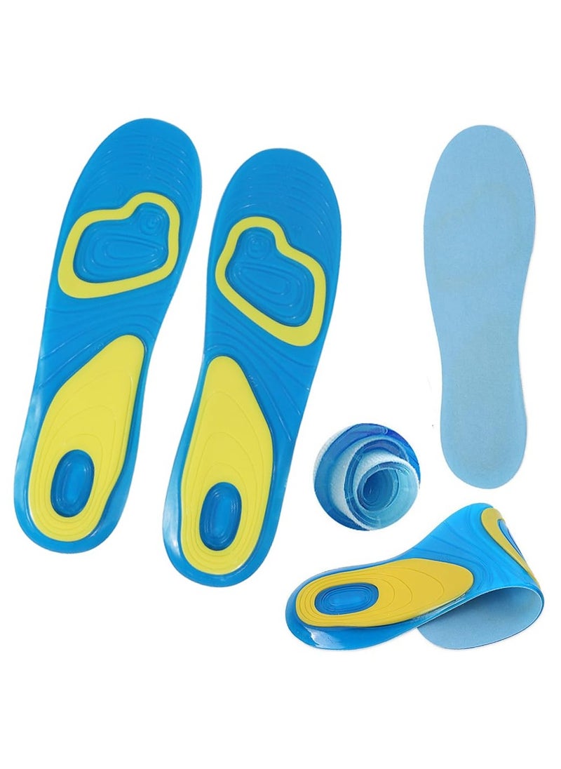 KHAJUL New Full Siz Insoles Women Relief Foot Pain Massage Insert, Shock Absorption Standing All Day, For Walking&running&hiking, Soft Gel Insoles Comfortable for Sneakers Work Boots (Blue)  - Image 1