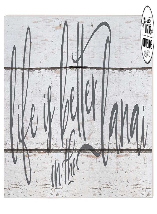 كيندريد هارتس لوحة "قلوب متآلفة" مقاس 35 × 10 بوصة، لون أبيض/أزرق داكن، مكتوب عليها "الحياة أجمل في لاناي"، للاستخدام الداخلي والخارجي - Image 1