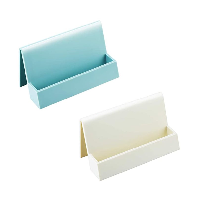 2pcs Clear Plastic Business Card Holder Desktop Organizer with Slots for Easy Access - Image 2