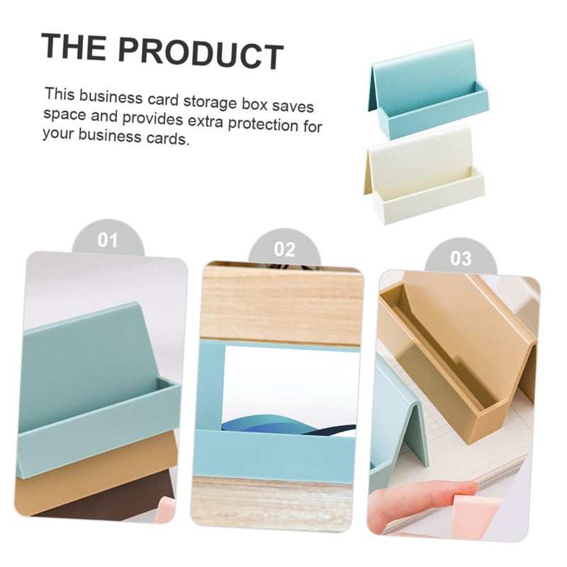 2pcs Clear Plastic Business Card Holder Desktop Organizer with Slots for Easy Access - Image 3