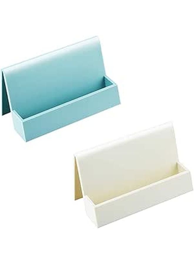 2pcs Clear Plastic Business Card Holder Desktop Organizer with Slots for Easy Access - Image 1