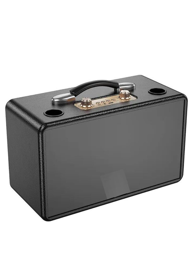 Portable Bluetooth Speaker with 60W Peak Output | Dual 15W Full-Range Drivers & 5W Tweeter | Dual Wireless Microphones | RGB Strobe Party Lights | 2×3000mAh Battery | USB-C Charging | 6H Music / 8H Mic Playtime | TF/USB/AUX Playback | Echo & Reverb Control | Ideal for Karaoke, Parties, Events