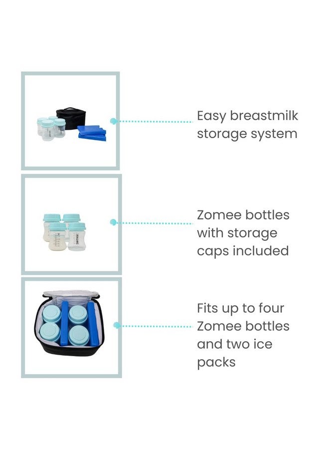 Zomee Zomee Breastmilk Baby Bottle Cooler Travel Bag - Insulated to Keep Milk Cold - Includes 2 Ice Packs and 4 Bottles - Perfect for Nursing Moms - Image 4