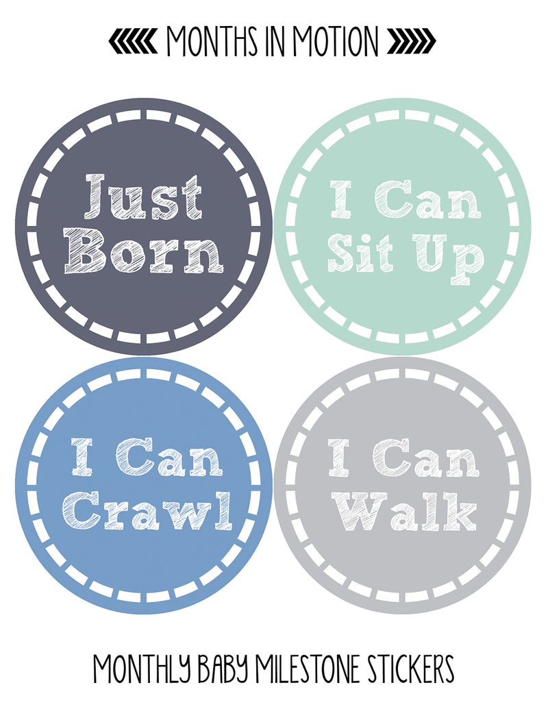 Months in Motion Baby Monthly Milestone Stickers - Newborn Boy Stickers (20 Count) - Image 2