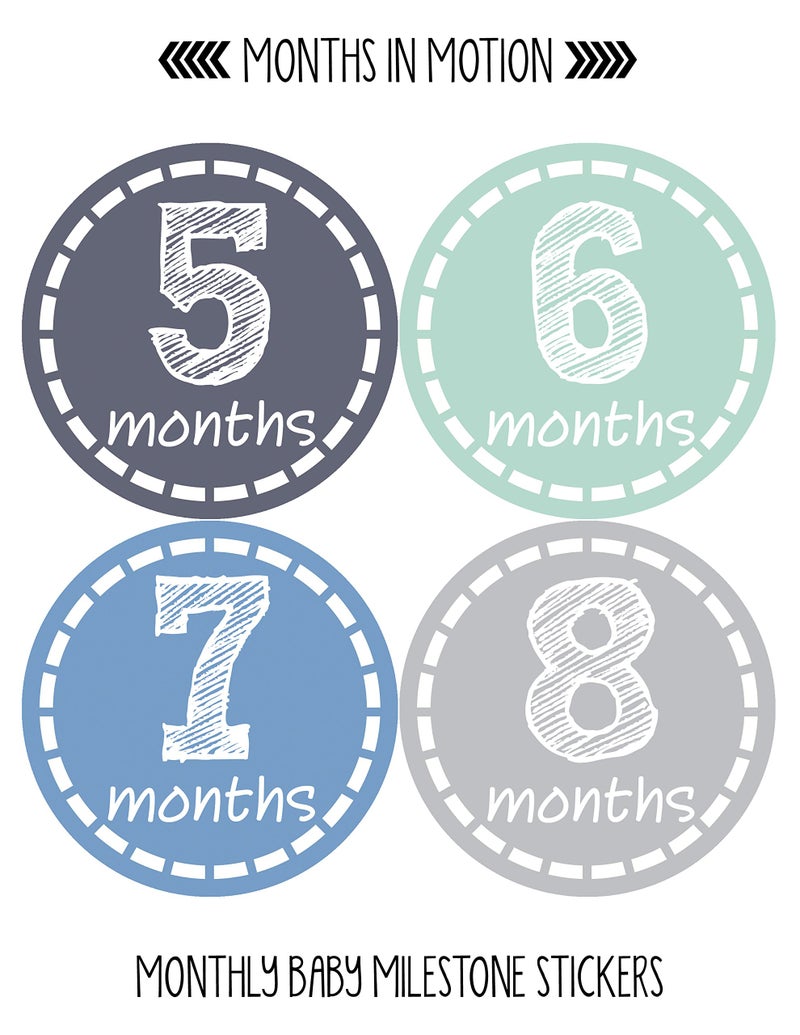 Months in Motion Baby Monthly Milestone Stickers - Newborn Boy Stickers (20 Count) - Image 4