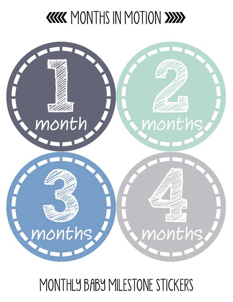Months in Motion Baby Monthly Milestone Stickers - Newborn Boy Stickers (20 Count) - Image 3
