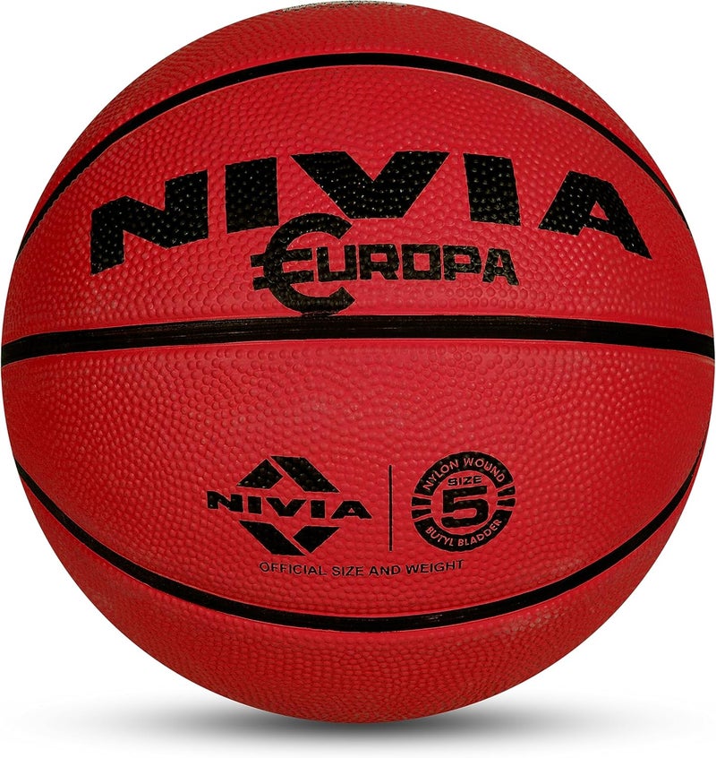 Nivia Europa Basketball, As per Basic Standard, 8 Panels, Molded Durable Rubber, Butyl Threadwounded Bladder, To Play on All Indoor & Outdoor Surfaces (Size - 5, Assorted) - Image 4