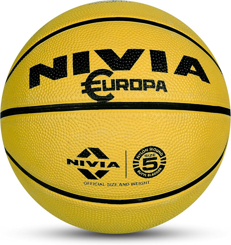 Nivia Europa Basketball, As per Basic Standard, 8 Panels, Molded Durable Rubber, Butyl Threadwounded Bladder, To Play on All Indoor & Outdoor Surfaces (Size - 5, Assorted) - Image 5