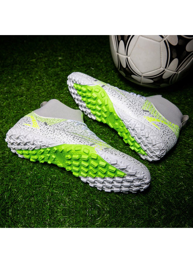 8756 Broken Nail Gray Ronaldo High-top Football Shoes For Boys And Girls Students Stab 14 Guests Grass C Snow Leopard R7 Long Broken Ag Short Nail Breathable Tf Shoes