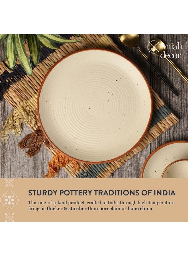 miah decor Handcrafted Handmade Ceramic Stoneware Ribbed Cream Matte Dinner Plates 10"-Set Of 6 Ceramic Plates For Dinner (Microwave & Dishwasher Safe)(MD-75A-AF) - Image 2