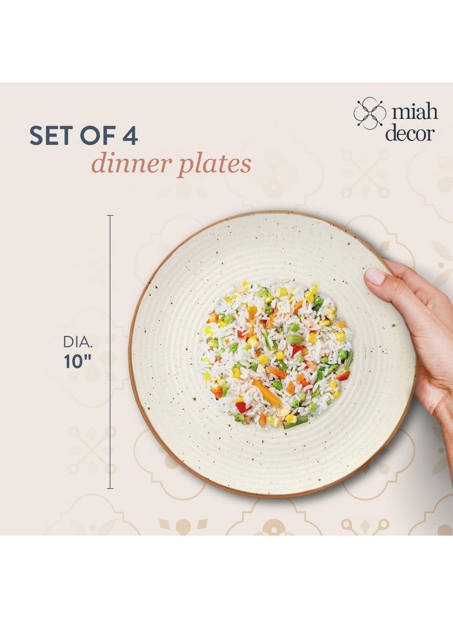 miah decor Handcrafted Handmade Ceramic Stoneware Ribbed Cream Matte Dinner Plates 10"-Set Of 6 Ceramic Plates For Dinner (Microwave & Dishwasher Safe)(MD-75A-AF) - Image 4