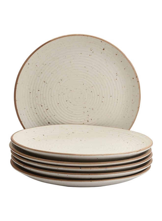 miah decor Handcrafted Handmade Ceramic Stoneware Ribbed Cream Matte Dinner Plates 10"-Set Of 6 Ceramic Plates For Dinner (Microwave & Dishwasher Safe)(MD-75A-AF) - Image 5
