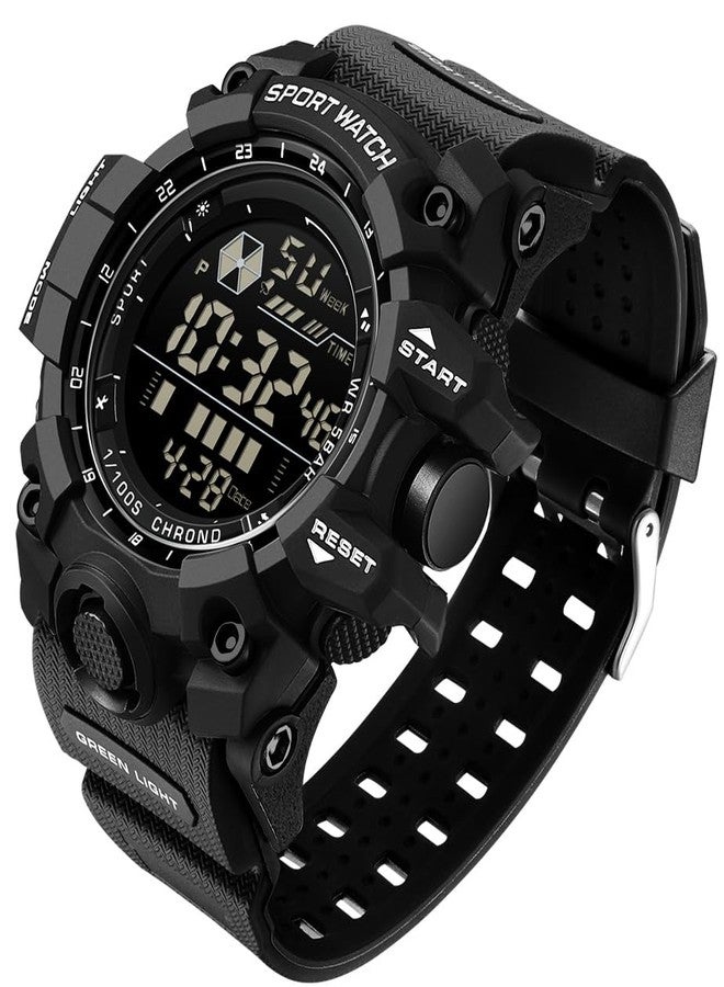 FANMIS Mens Military Multifunction Digital LED Watch Electronic Waterproof Alarm Quartz Sports Watch, C Black, Minimalist - Image 1