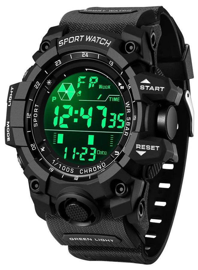 FANMIS Mens Military Multifunction Digital LED Watch Electronic Waterproof Alarm Quartz Sports Watch, C Black, Minimalist - Image 2
