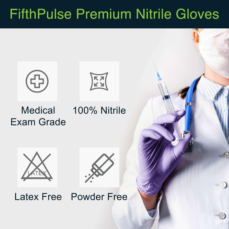 FifthPulse Lilac Nitrile Disposable Gloves - 100 Count - 3 Mil Nitrile Gloves Small - Powder and Latex Free Rubber Gloves - Surgical Medical Exam Gloves - Food Safe Cooking Gloves - Image 5
