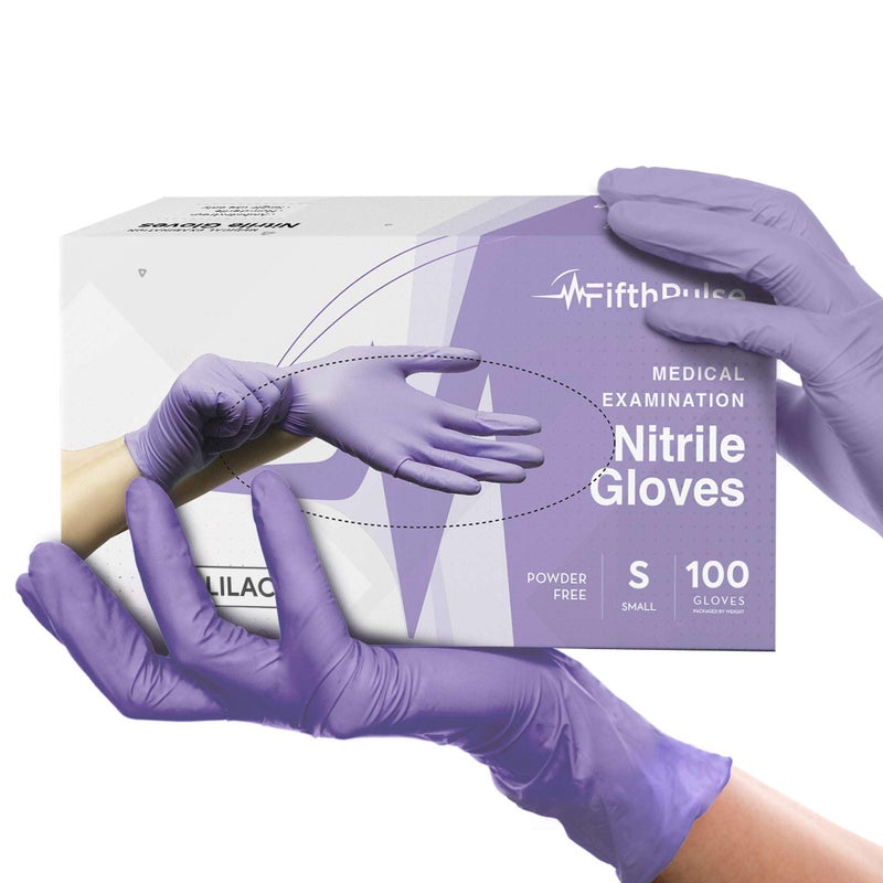 FifthPulse Lilac Nitrile Disposable Gloves - 100 Count - 3 Mil Nitrile Gloves Small - Powder and Latex Free Rubber Gloves - Surgical Medical Exam Gloves - Food Safe Cooking Gloves - Image 1