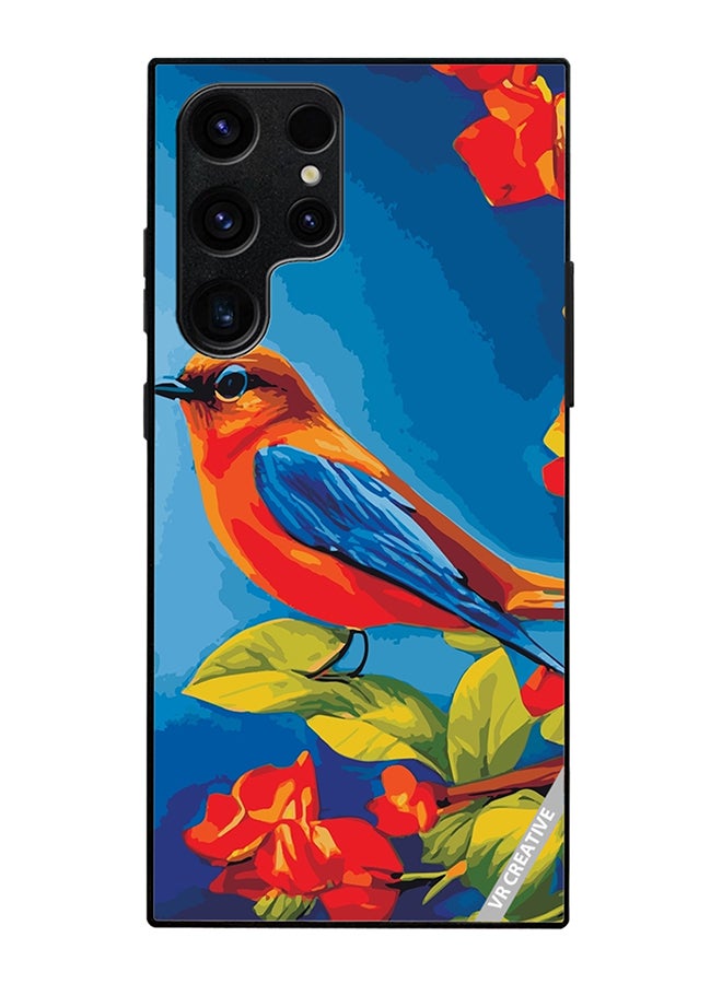 Protective Case Cover For Samsung Galaxy S25 Ultra Bird Sits Branch Cherry Blossoms Design Multicolour