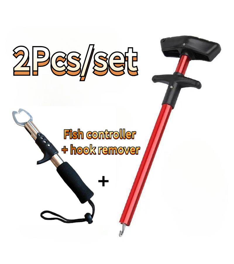 Red 2pcs T Shaped Aluminum Alloy Fish Hook Remover Set - Image 5