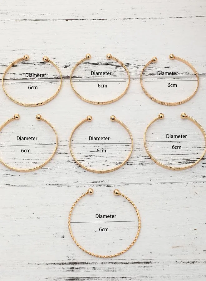 Take Two Take Two Set of 7 - Hammered Textured Cuff Bracelets