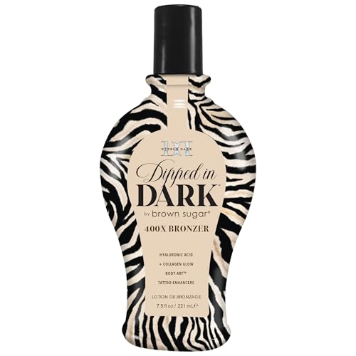 Brown Sugar Dipped in Dark Tanning Lotion Double Dark 400X Bronzer with Hyaluronic Acid Collagen Tattoo Enhancers 75 Fl Oz - Image 2