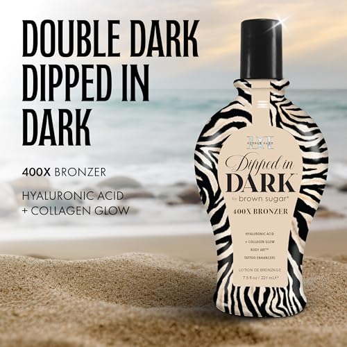 Brown Sugar Dipped in Dark Tanning Lotion Double Dark 400X Bronzer with Hyaluronic Acid Collagen Tattoo Enhancers 75 Fl Oz - Image 5