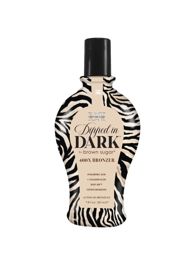 Brown Sugar Dipped in Dark Tanning Lotion Double Dark 400X Bronzer with Hyaluronic Acid Collagen Tattoo Enhancers 75 Fl Oz - Image 3