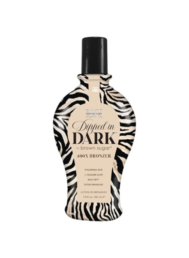 Brown Sugar Dipped in Dark Tanning Lotion Double Dark 400X Bronzer with Hyaluronic Acid Collagen Tattoo Enhancers 75 Fl Oz - Image 1