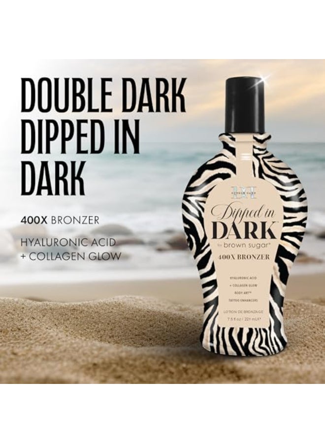 Brown Sugar Dipped in Dark Tanning Lotion Double Dark 400X Bronzer with Hyaluronic Acid Collagen Tattoo Enhancers 75 Fl Oz - Image 4