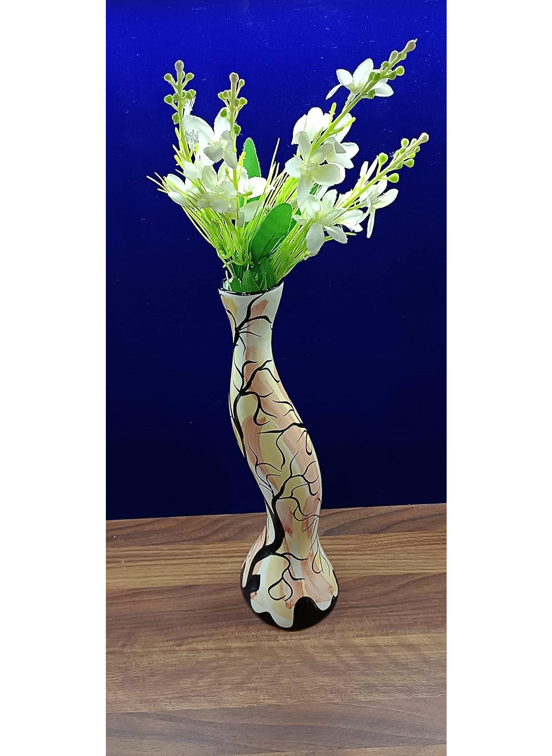 Caffeine Caffeine Ceramic Handmade Multi Color Tree Printed Flower vase (Set of 1)  - Image 1