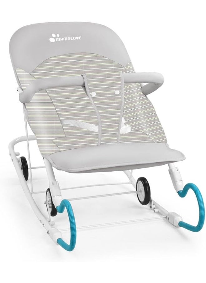 Mamalove Mamalove Adjustable Rocking & Rolling Chair for Toddlers and Preschoolers – Ergonomic Seat with Headrest, Footrest & Dual Spring Safety | Lightweight & Comfortable, (Grey without canopy)  - Image 1