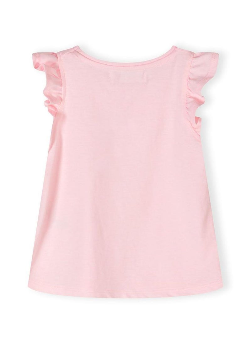 MINOTI Girls Cap Sleeve T-Shirt with Frill Detail - Image 3