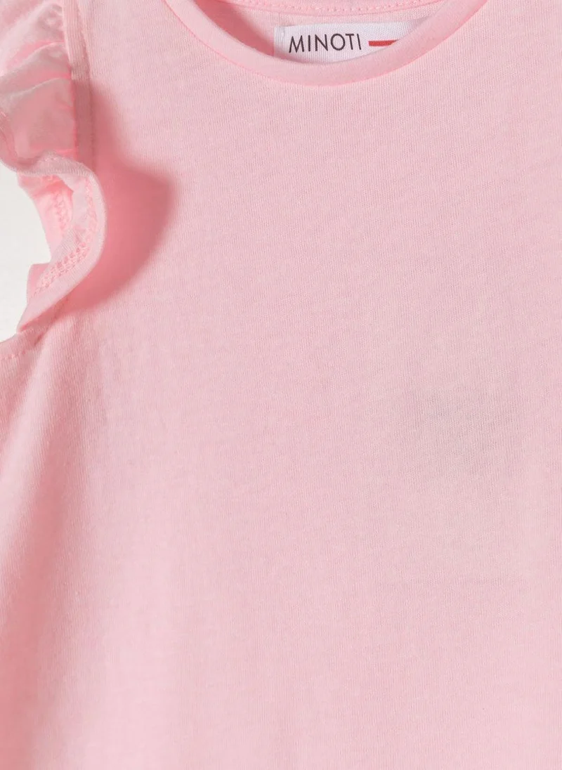 MINOTI Girls Cap Sleeve T-Shirt with Frill Detail