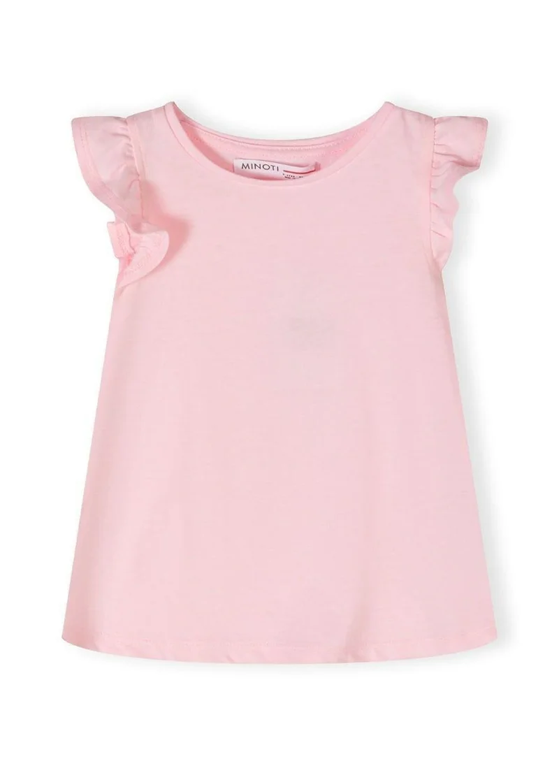 MINOTI Girls vest with frill shoulders pink