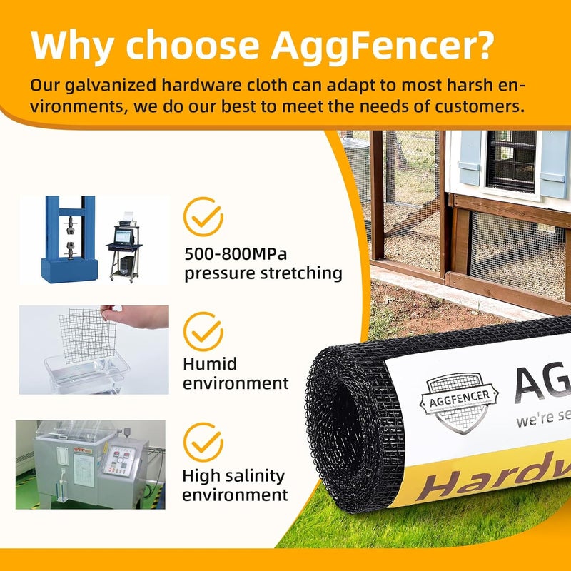 AggFencer 36in x 10ft Black Hardware Cloth 1/8 inch 27Ga PVC Coated Wire Mesh Vinyl Coated Galvanized Wire Mesh Screen Roll, Welded Metal Chicken Wire Fencing, for Garden Plant Fencing Bee Screen - Image 4