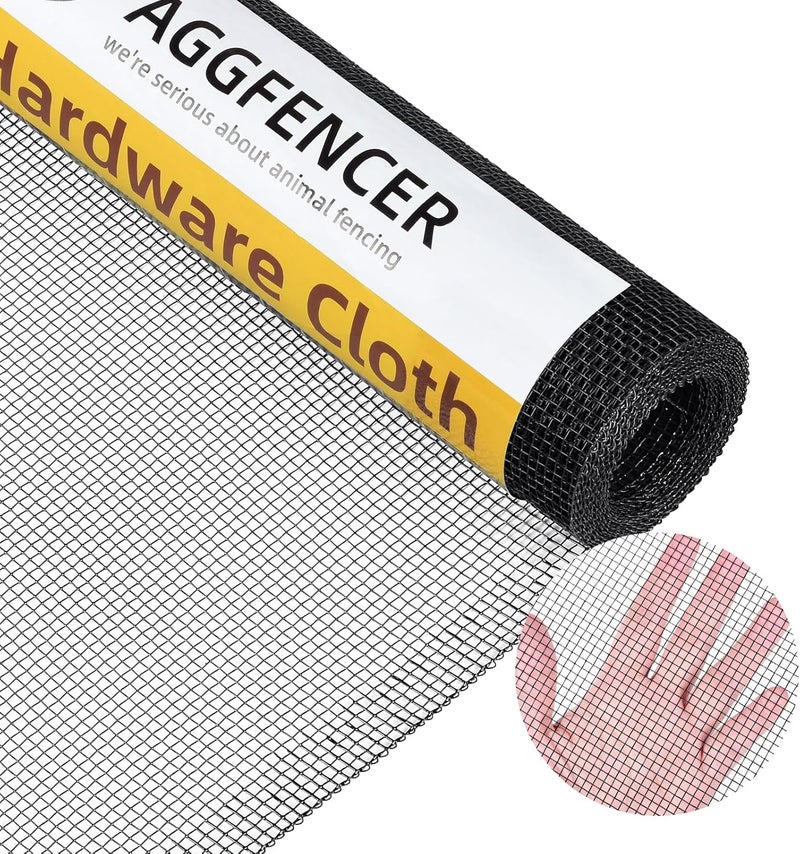 AggFencer 36in x 10ft Black Hardware Cloth 1/8 inch 27Ga PVC Coated Wire Mesh Vinyl Coated Galvanized Wire Mesh Screen Roll, Welded Metal Chicken Wire Fencing, for Garden Plant Fencing Bee Screen - Image 1