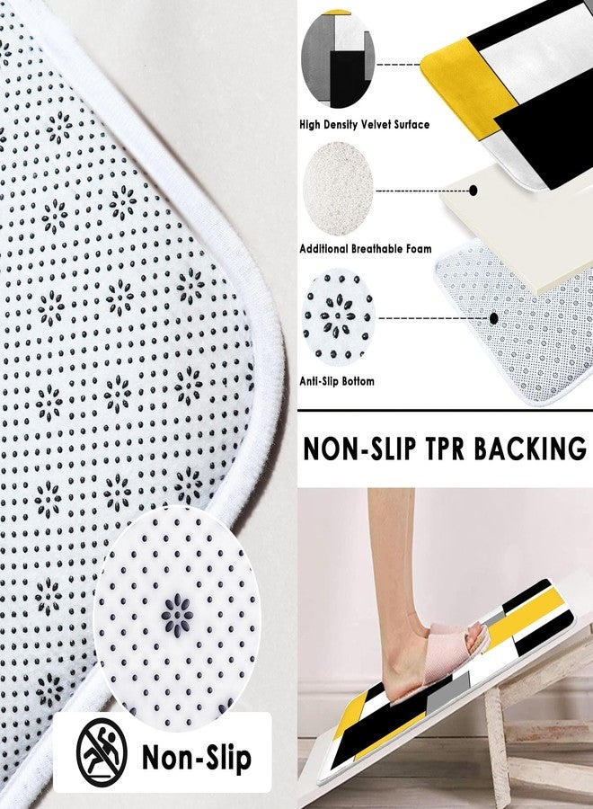 Tayney Yellow Geometric Shower Curtain Set with Toilet Lid Cover and Non-Slip Rugs for Bathroom, Black White Grey Checkered 4 Pcs Shower Curtain, Modern Abstract Bathroom Set with 12 Hooks - Image 3