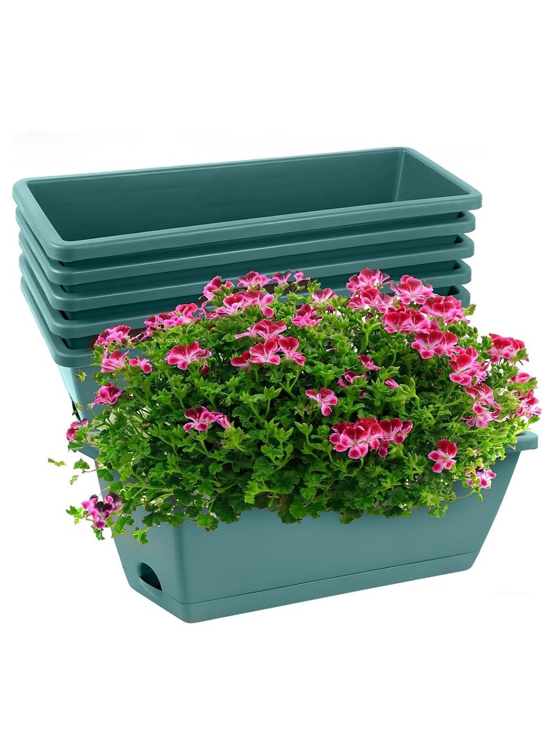 Generic Rectangle Windowsill Planters with Drainage Tray Plastic Flower Herb Planters for Outdoor Indoor Plants, Boxes Planters for Patio Garden Porch Yard Home Decor 48 Cm (Blue) 