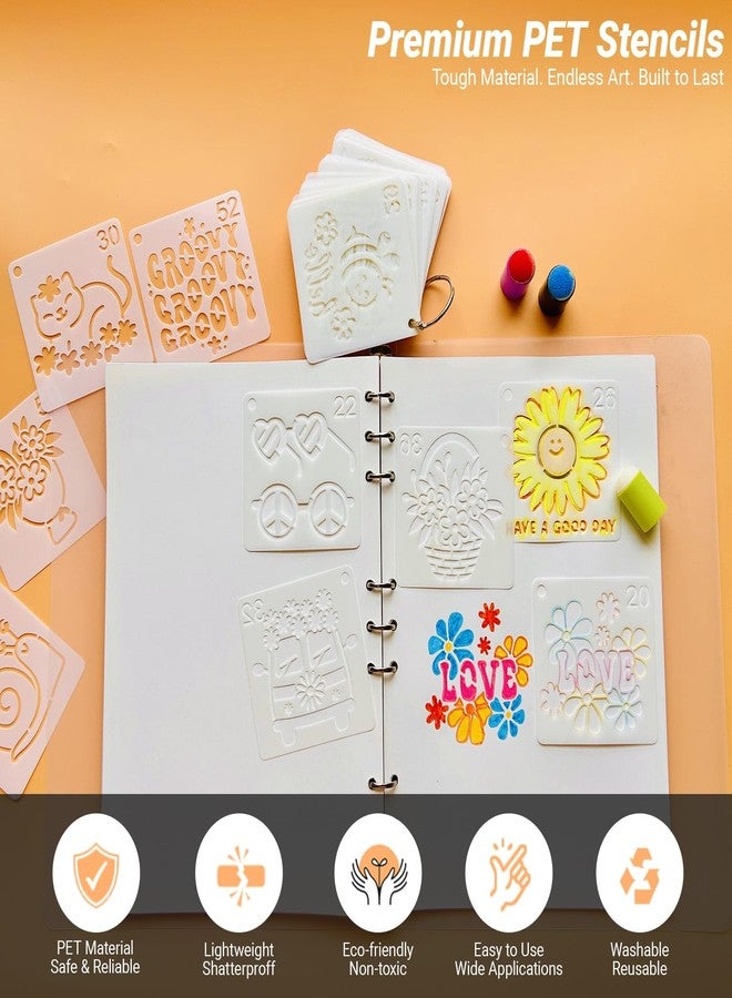 Felixcraft Stencils for Painting, Hippie Style Stencils for Crafts Reusable, 3 Inch Plastic Stencils for Painting on Wood Wall Canvas Fabric, Small Stencils for DIY Project & Home Decor - Image 2