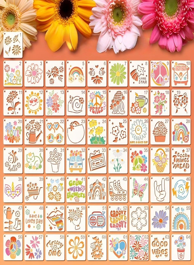 Felixcraft Stencils for Painting, Hippie Style Stencils for Crafts Reusable, 3 Inch Plastic Stencils for Painting on Wood Wall Canvas Fabric, Small Stencils for DIY Project & Home Decor - Image 1