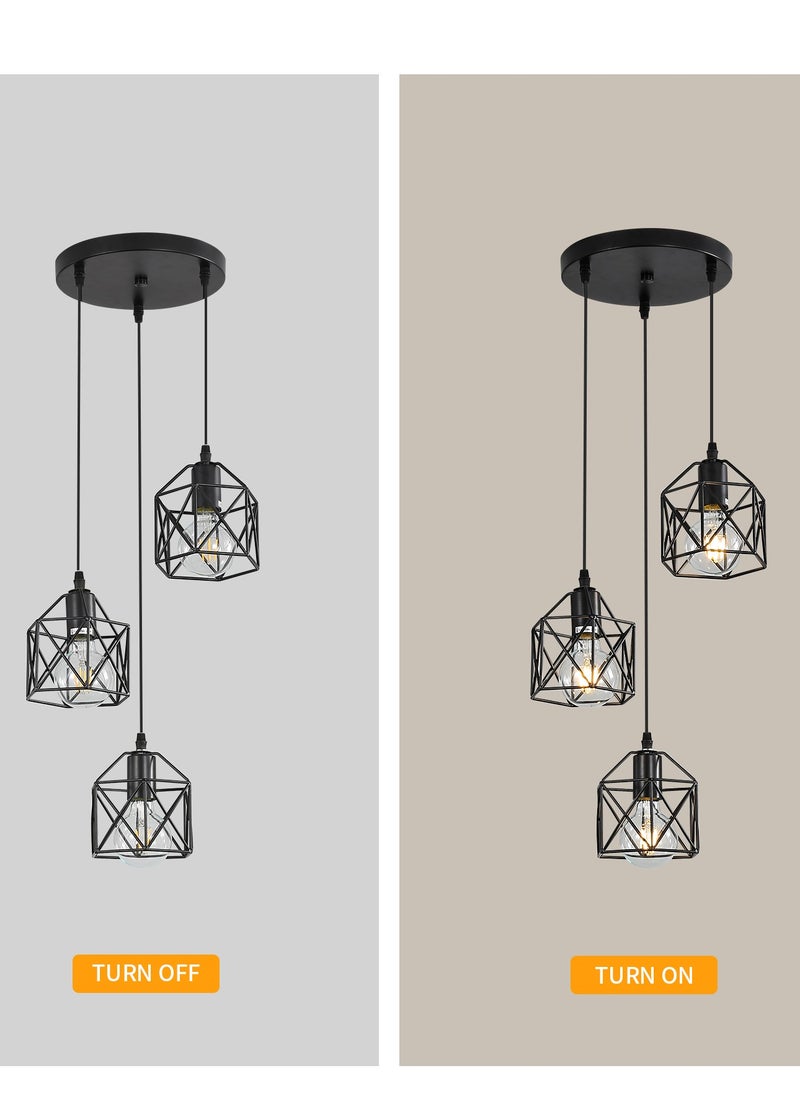 Comely Black 3 Lights Industrial Pendant Light with 120cm Adjustable Cable / Bulb Not Included  - Image 4